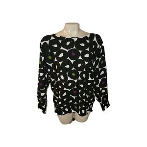 Joseph A. Woman 2X Circle Print Long Sleeve Top Blouse‎ jofficecore NEW designer